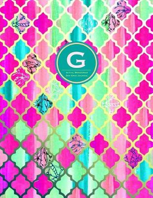 Book cover for Initial G Monogram Journal - Dot Grid, Moroccan Pink Green