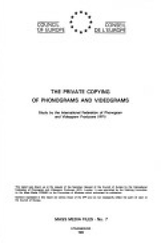 Cover of Private Copying of Phonograms and Videograms