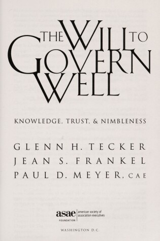 Cover of The Will to Govern Well