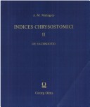 Book cover for Chrysostomus - Indices Chrysostomici Vol. II