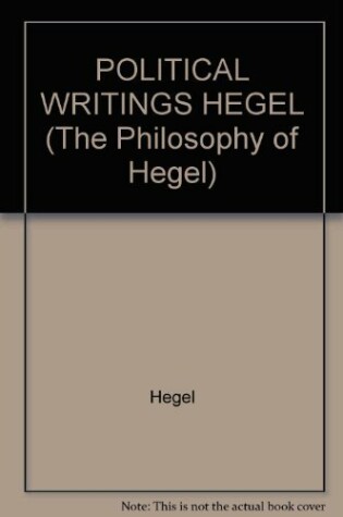 Cover of Political Writings Hegel