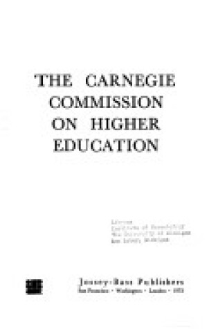 Cover of Carnegie Commission on Higher Education