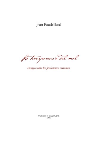 Cover of La Transparencia del Mal