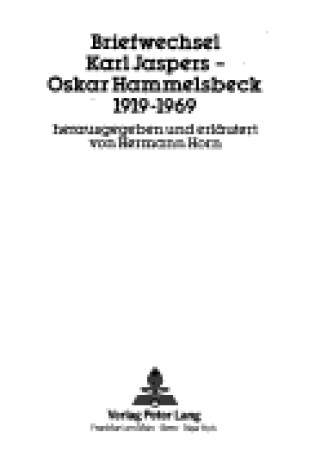 Cover of Briefwechsel Karl Jaspers - Oskar Hammelsbeck 1919-1969