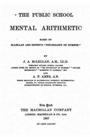 Cover of The Public School Mental Arithmetic, Based on McLellan and Dewey's Psychology of Number