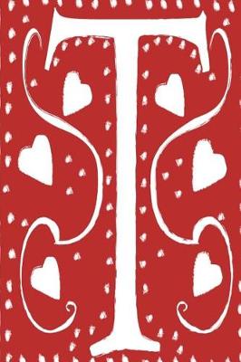 Cover of Monogram Journal Letter T Hearts Love Red White