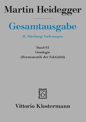 Book cover for Martin Heidegger, Ontologie. Hermeneutik Der Faktizitat