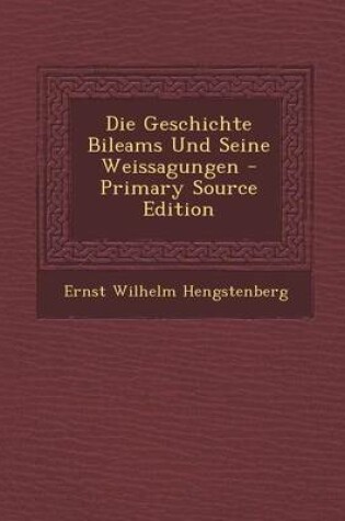 Cover of Die Geschichte Bileams Und Seine Weissagungen - Primary Source Edition