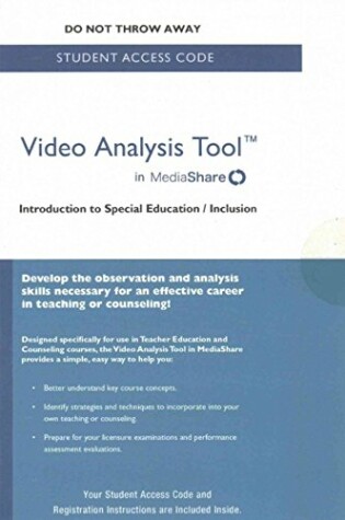 Cover of Video Analysis Tool for Introduction to Special Education/Inclusion in MediaShare -- Standalone Access Card