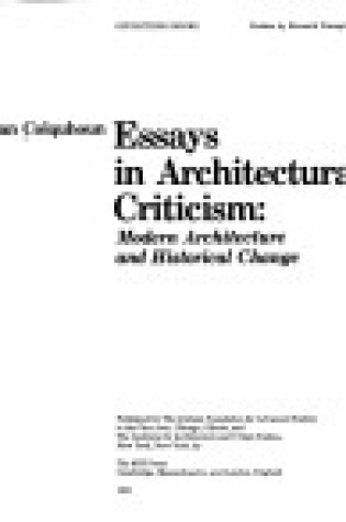 Cover of Essays in Architectural Criticism