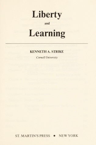 Cover of Liberty and Learning