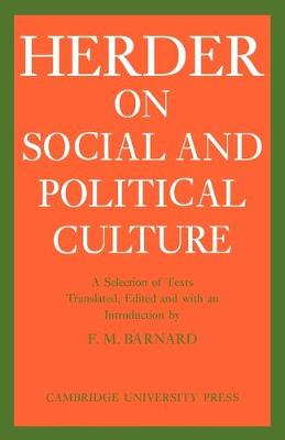 Cover of J. G. Herder on Social and Political Culture