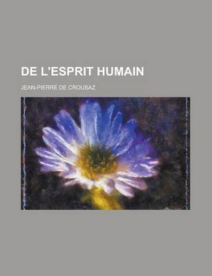 Book cover for de L'Esprit Humain