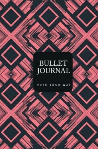 Cover of 90 Days Blank Bullet Journal, Dated Notebook 8x10 150 P, Ethnic Red Pink Black Pattern