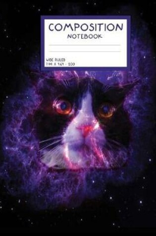 Cover of Floating Cat in Crab Nebula. Psychadelic Kitten Composition Notebook