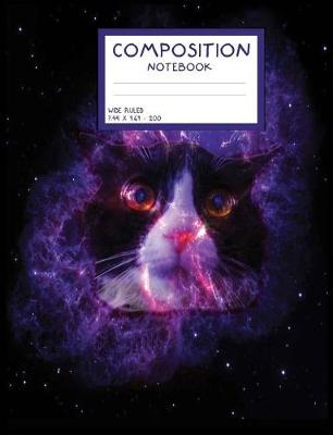 Book cover for Floating Cat in Crab Nebula. Psychadelic Kitten Composition Notebook