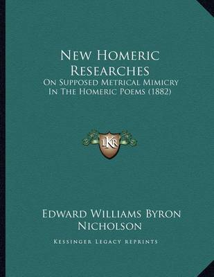 Book cover for New Homeric Researches