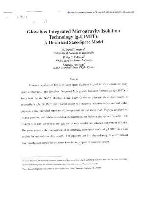 Book cover for Glovebox Integrated Microgravity Isolation Technology (G-Limit)