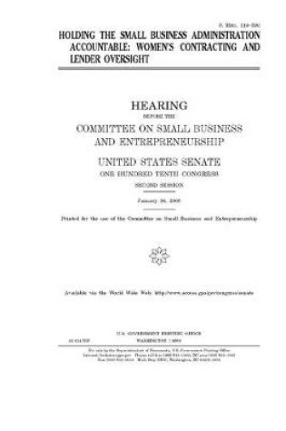 Cover of Holding the Small Business Administration accountable