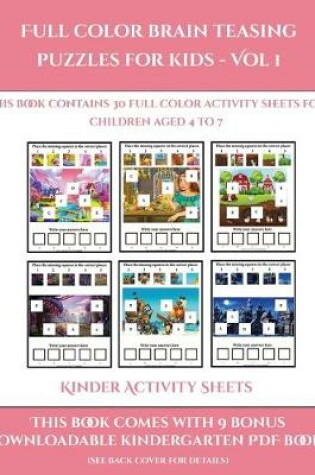 Cover of Kinder Activity Sheets (Full color brain teasing puzzles for kids - Vol 1)