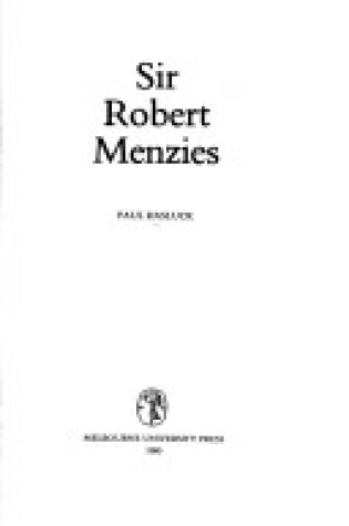 Cover of Sir Robert Menzies