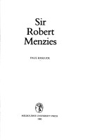 Book cover for Sir Robert Menzies