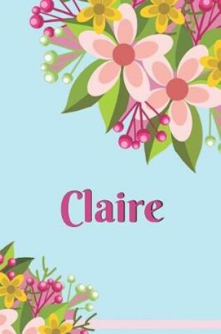 Cover of Claire Personalized Blank Lined Journal Notebook