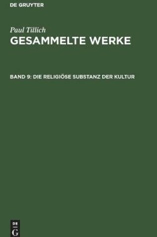 Cover of Die Religioese Substanz Der Kultur