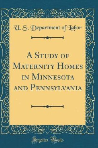 Cover of A Study of Maternity Homes in Minnesota and Pennsylvania (Classic Reprint)