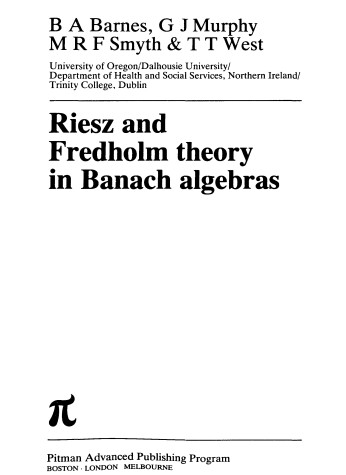 Book cover for Riesz and Fredholm Theory in Banach Algebras