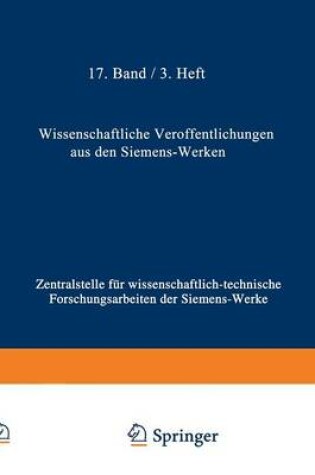 Cover of Wissenschaftliche Veroeffentlichungen Aus Den Siemens-Werken