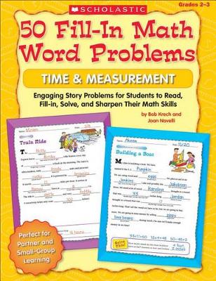 Book cover for 50 Fill-In Math Word Problems: Time & Measurement