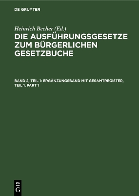 Book cover for Erg�nzungsband Mit Gesamtregister, Teil 1