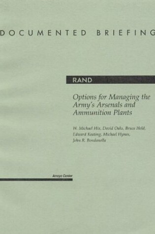 Cover of Options for Managing the Army's Arsenals and Ammunition Plants