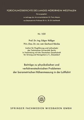 Book cover for Beitrage Zu Physikalischen Und Verfahrenstechnischen Problemen Der Barometrischen Hoehenmessung in Der Luftfahrt