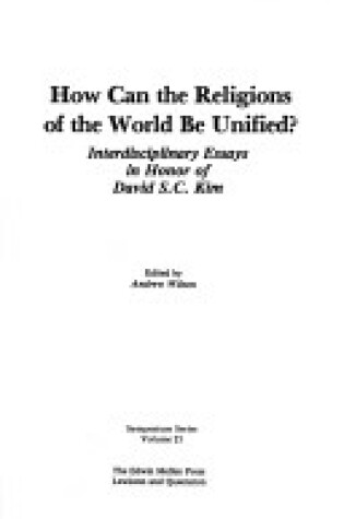 Cover of How Can the Religions of the World be Unified?