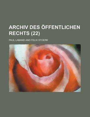 Book cover for Archiv Des Ffentlichen Rechts (22)