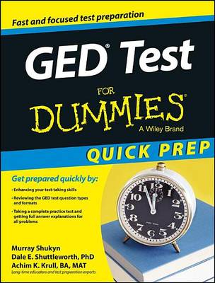 Book cover for GED Test for Dummies, Quick Prep Edition