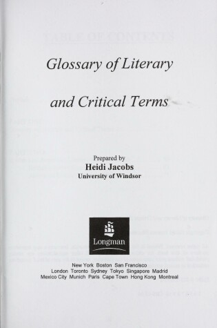 Cover of Glossary of Literary Terms