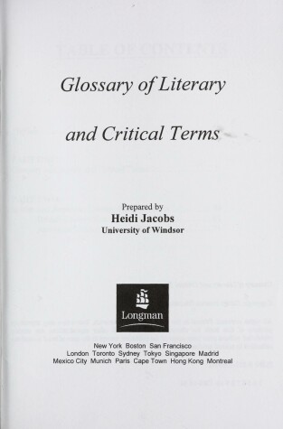 Book cover for Glossary of Literary Terms