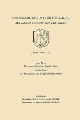 Cover of UEber Den Philosophie-Begriff Platons. Die Mathematik Und Die Physikalische Realitat