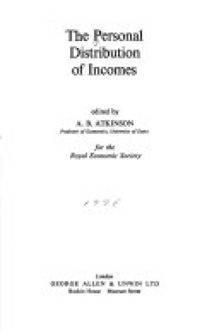 Cover of Personal Distribution of Incomes