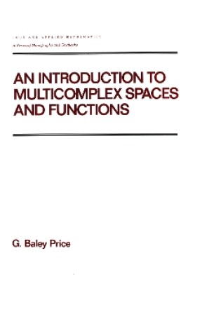 Cover of An Introduction to Multicomplex SPates and Functions