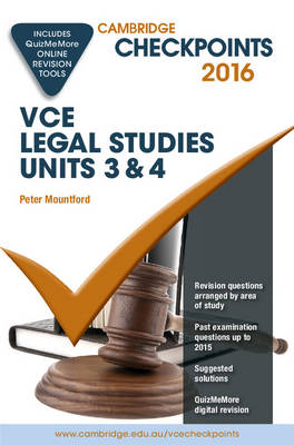 Book cover for Cambridge Checkpoints VCE Legal Studies Units 3 and 4 2016 and Quiz Me More