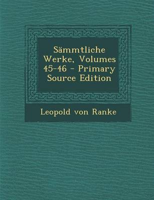 Book cover for Sammtliche Werke, Volumes 45-46
