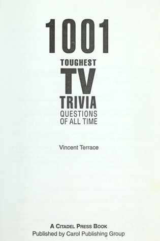 Cover of 1001 Toughest TV Trivia Questions of All Time