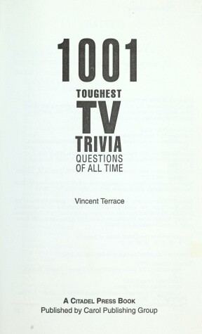 Book cover for 1001 Toughest TV Trivia Questions of All Time