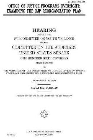 Cover of Office of Justice Programs oversight