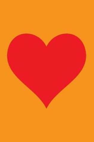 Cover of Blank Notebook - 100 Pages - Red Heart on Orange