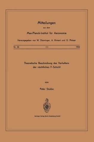 Cover of Theoretische Beschreibungen des Verhaltens der Nächtlichen F — Schicht